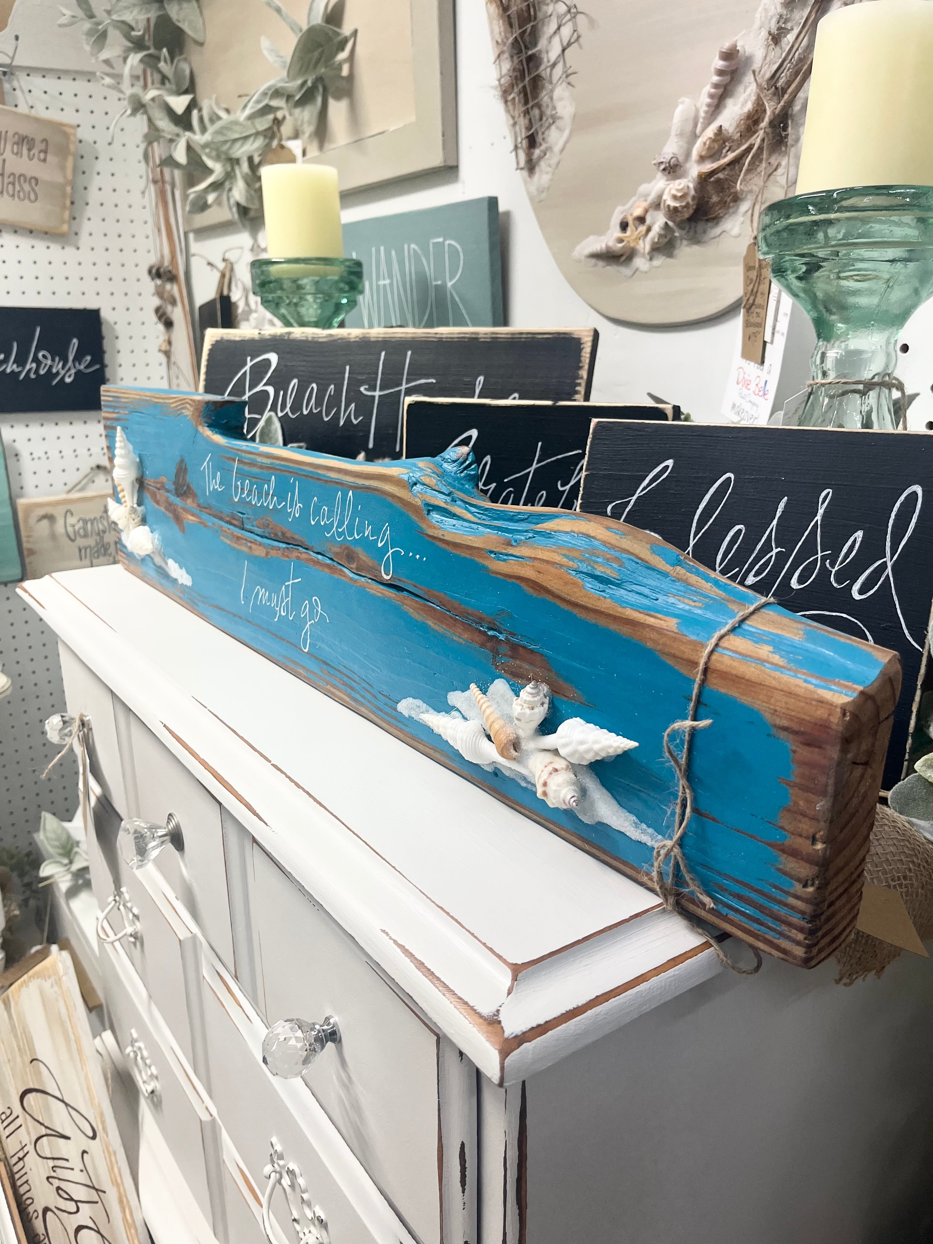 Table Scape / Sign / Block - The Beach Is Calling...