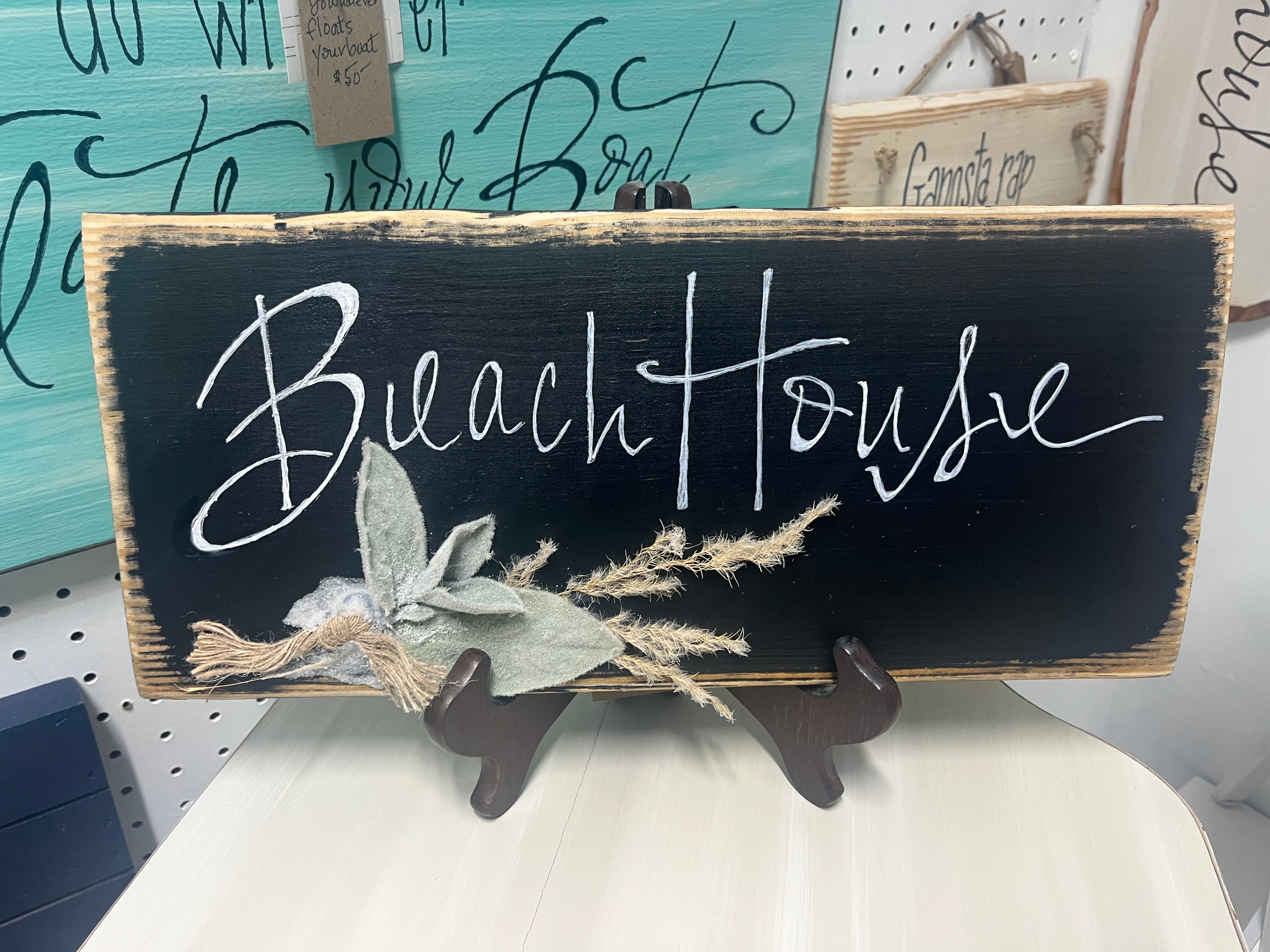 Beach House - Black with pampas grass and greenery