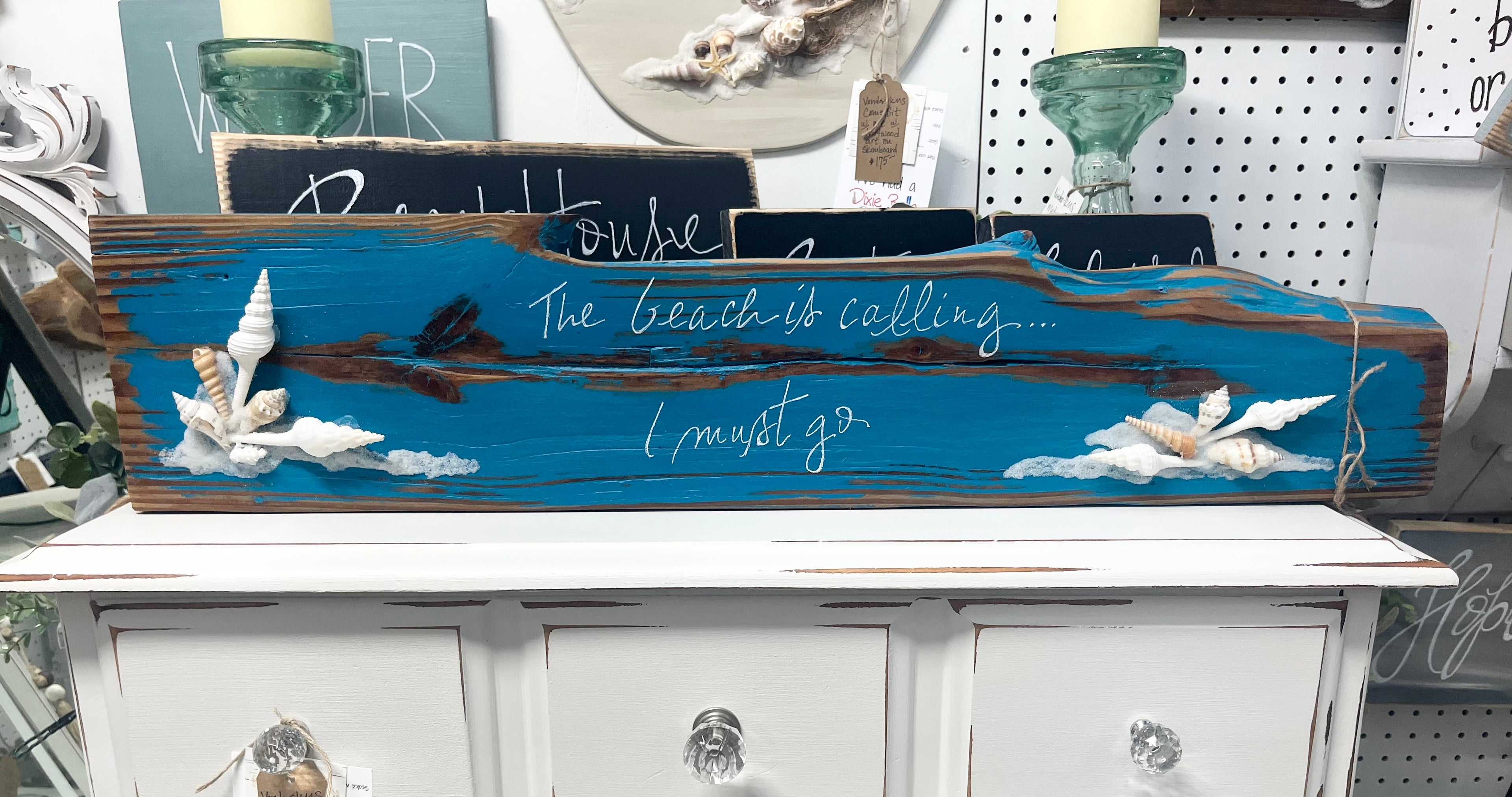 Table Scape / Sign / Block - The Beach Is Calling...