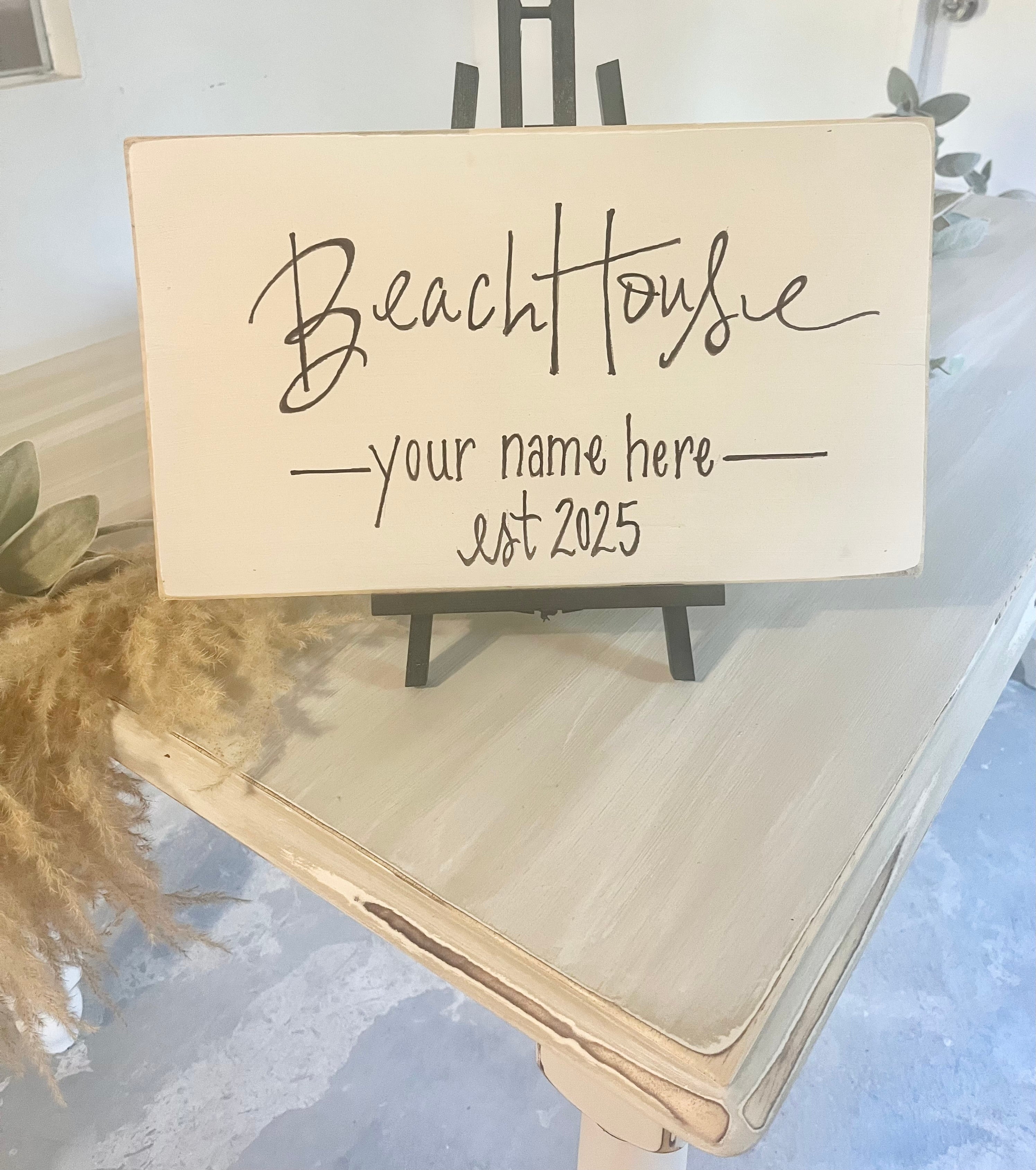 Personalized Beach House Sign with Name and Date