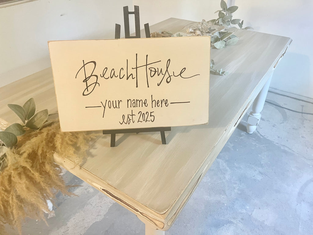 Personalized Beach House Sign with Name and Date