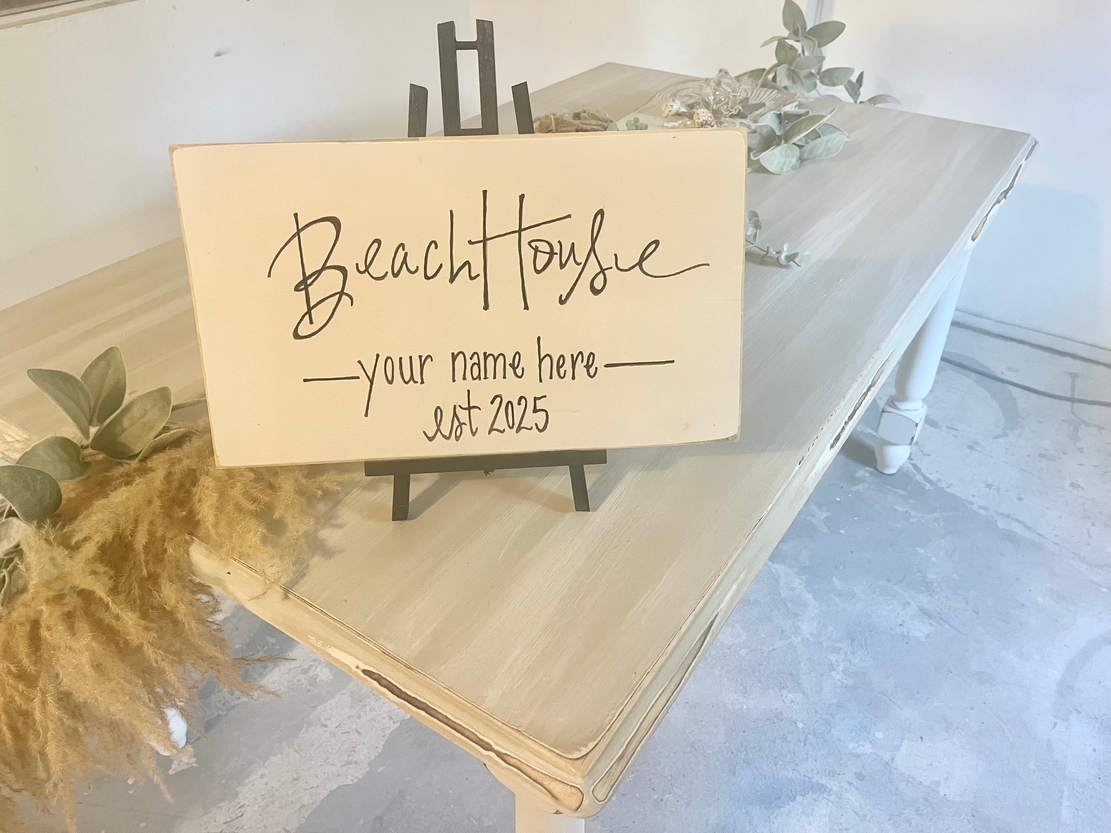 Personalized Beach House Sign with Name and Date
