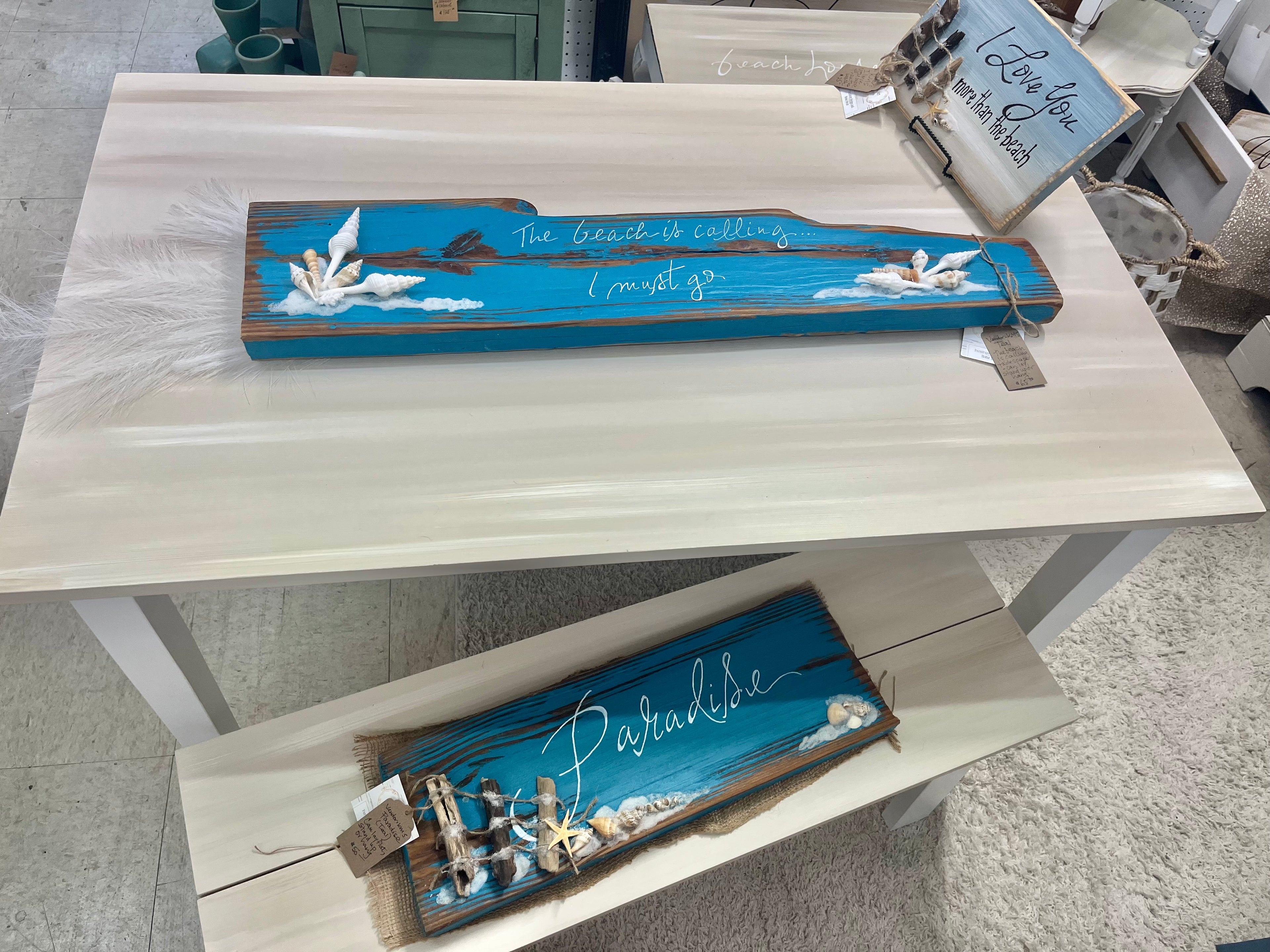 Table Scape / Sign / Block - The Beach Is Calling...