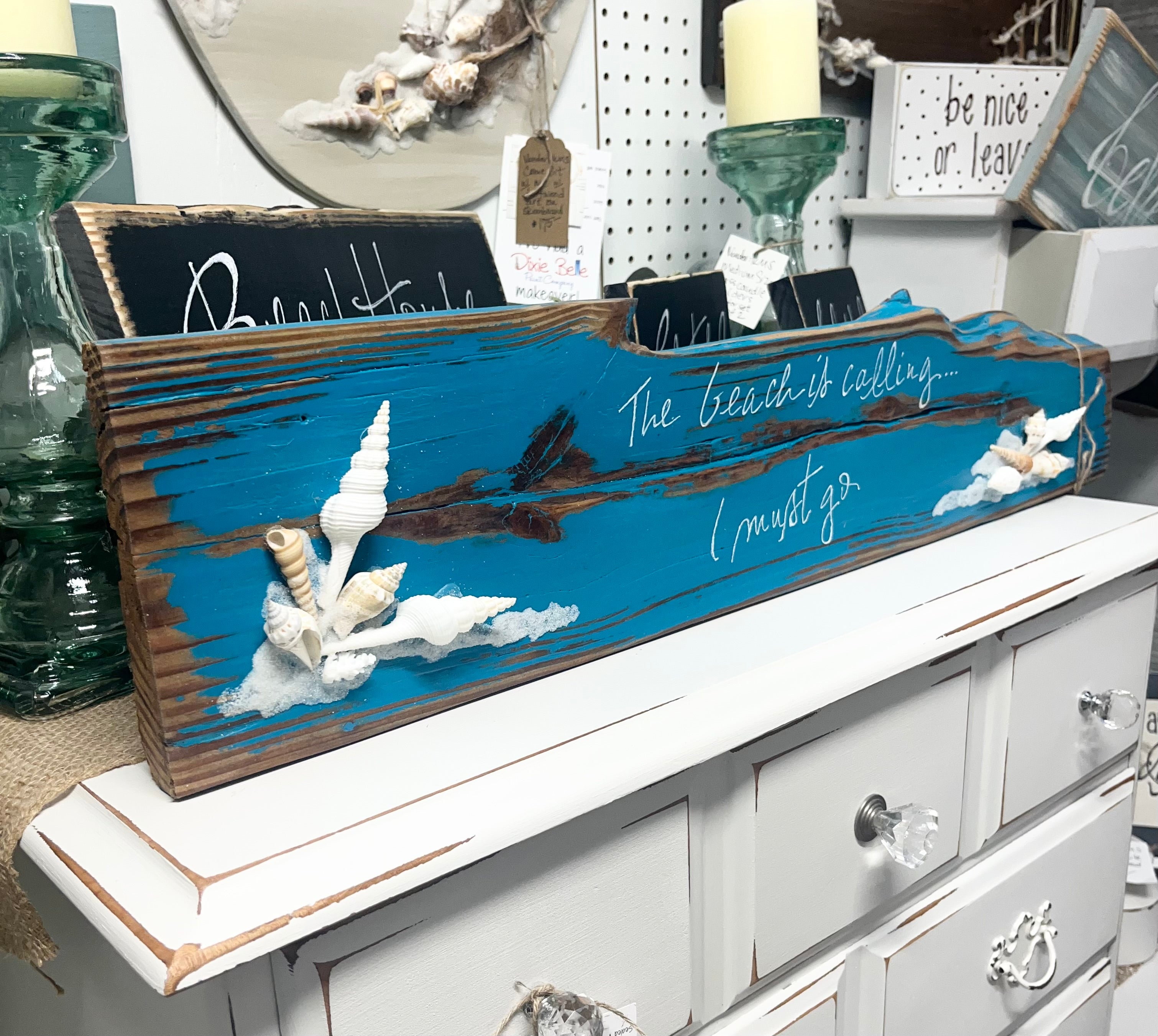 Table Scape / Sign / Block - The Beach Is Calling...