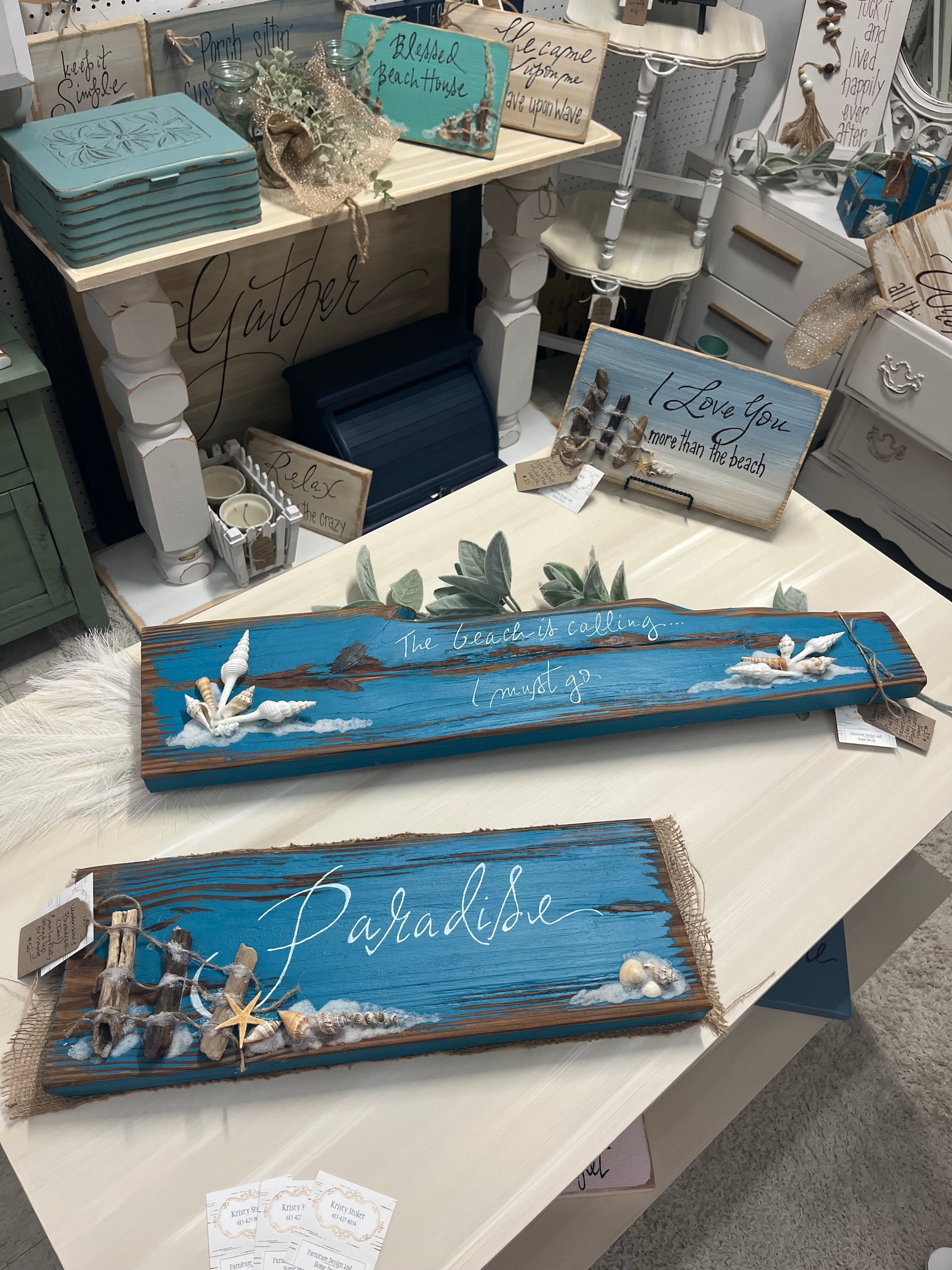 Table Scape / Sign / Block - The Beach Is Calling...